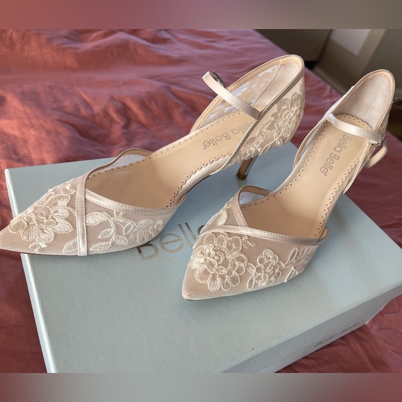 Bella Belle CANDICE IVORY
Ivory D'Orsay Lace Wedding Shoes for Bride Low Heel - Picture 9 of 10